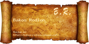Bakos Rodion névjegykártya